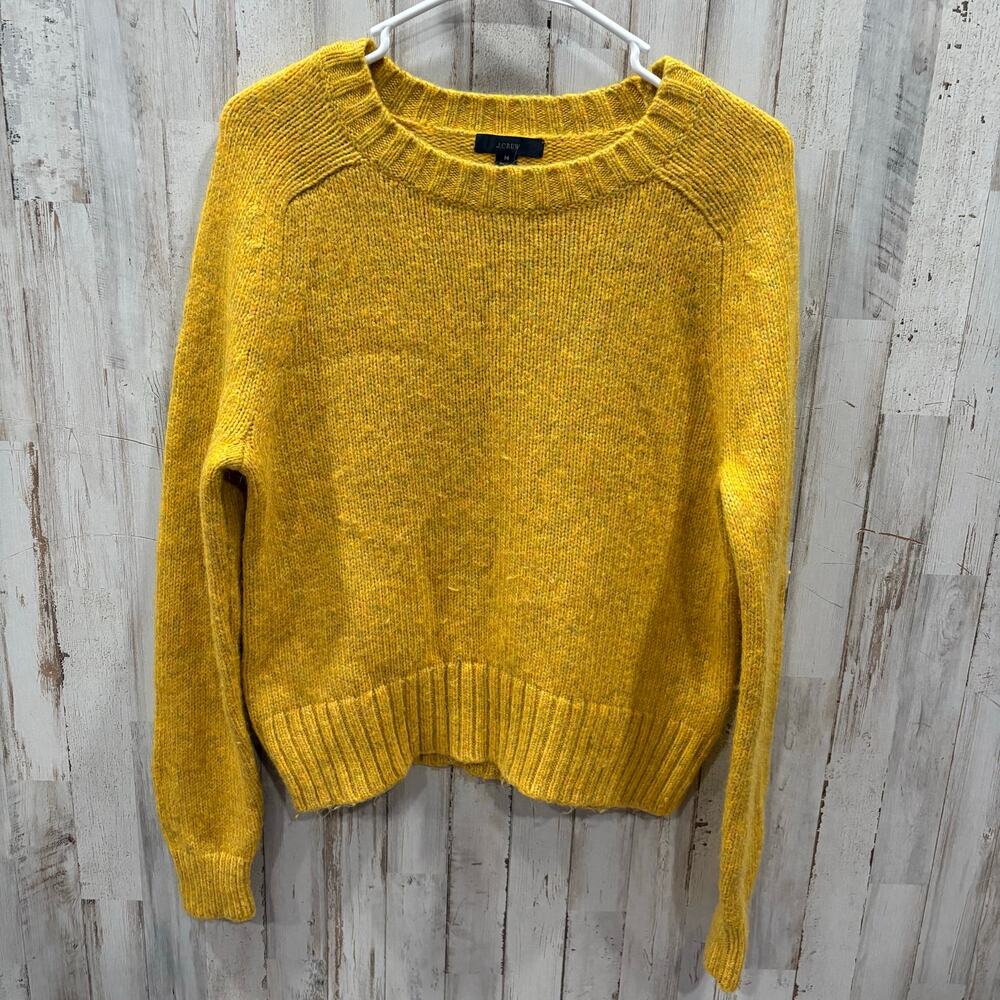 J. Crew Alpaca-Blend Mustard Yellow Crewneck Sweater AR942 Medium Knit